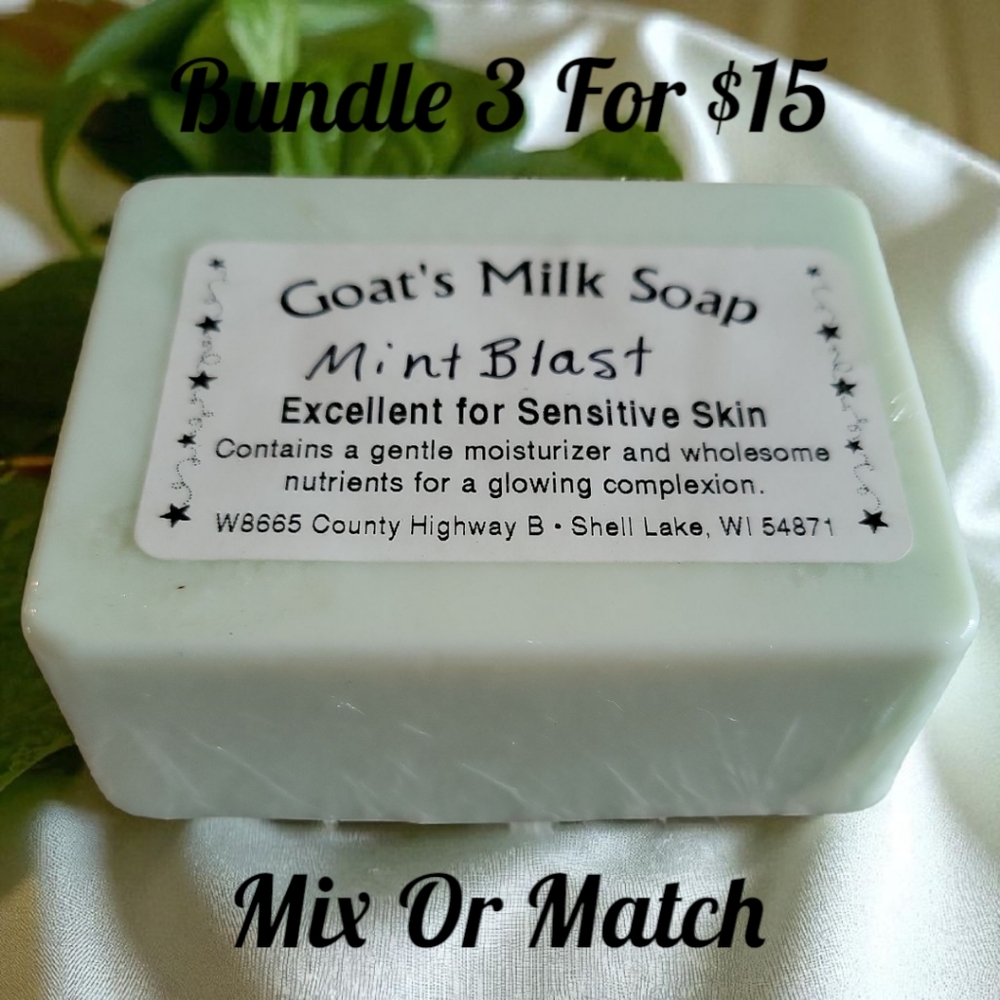 1 Home-made Amish Goat's Milk Soap Bar "Mint Blast" Essential Oil Coconut Tallow - Picture 2 of 4